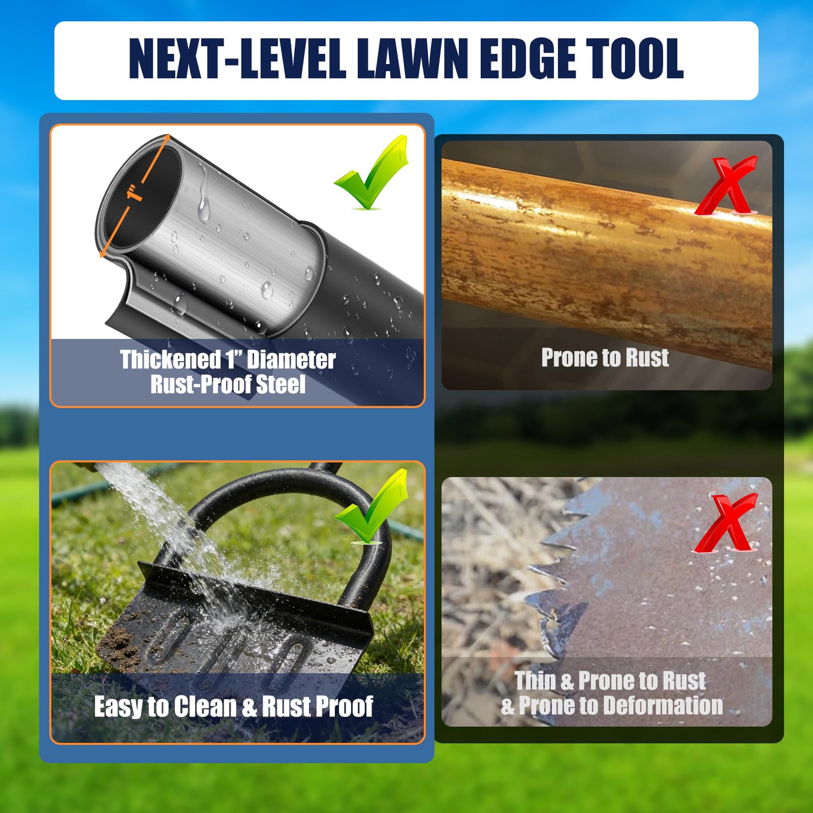 EUIJOIP wide foot pedal provides stable soil penetration on tough ground.