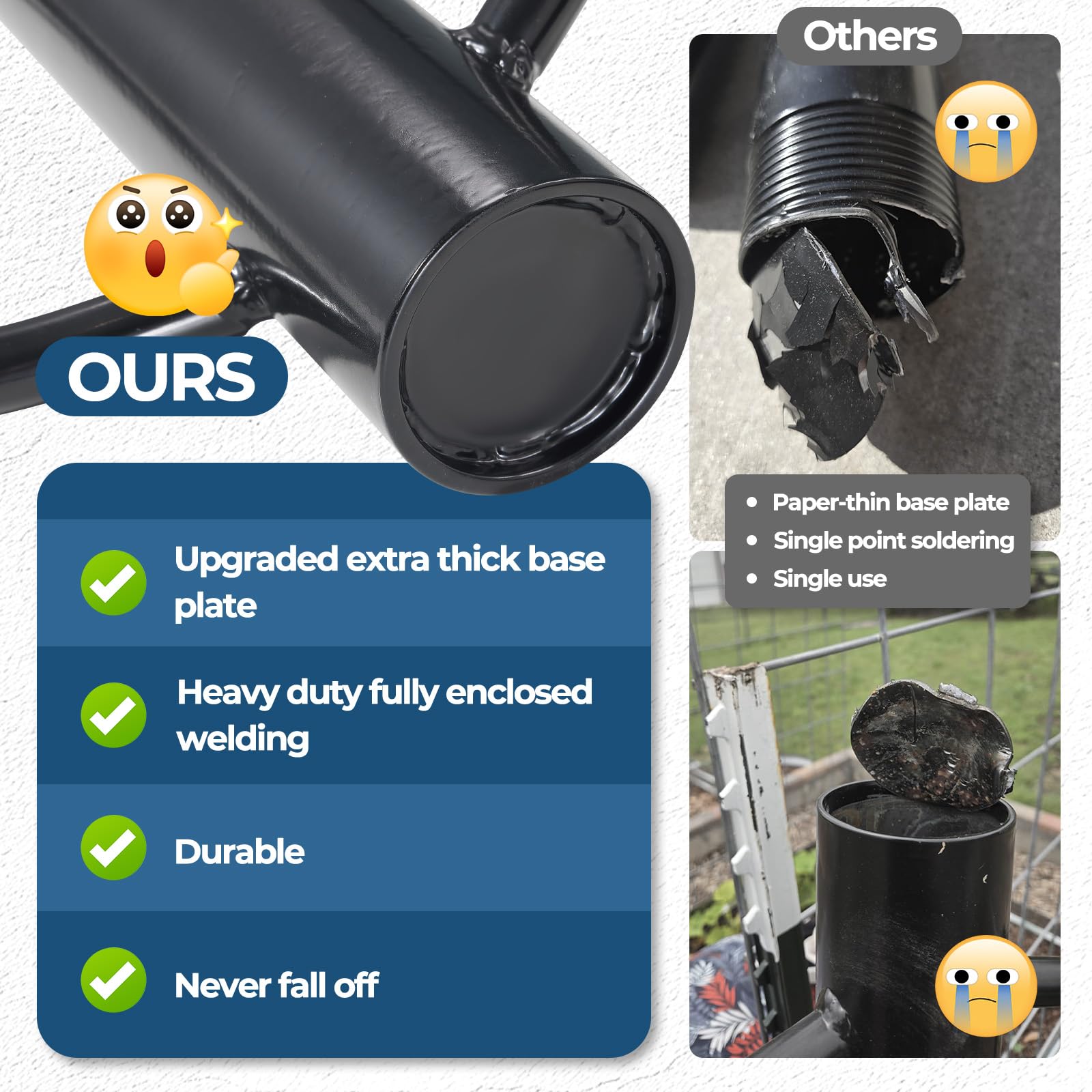 EUIJOIP fence post driver with ergonomic handle improves grip during work.