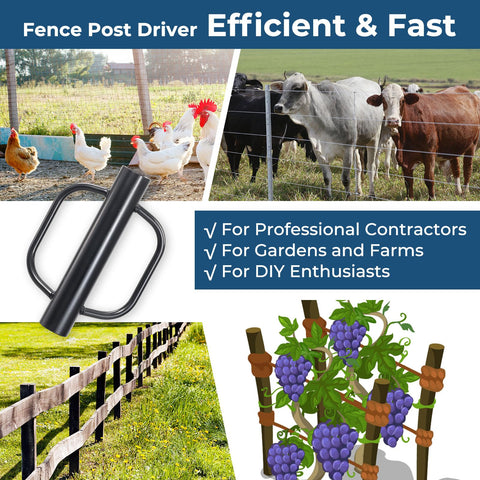 EUIJOIP T-post driver supports wooden and metal posts efficiently.