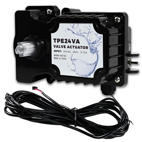 Euluese TPE24VA valve actuator front view showing compact design for pool installations