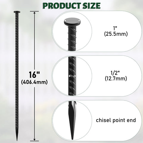 EUOKOK stakes side profile highlighting rugged galvanized steel for outdoor durability