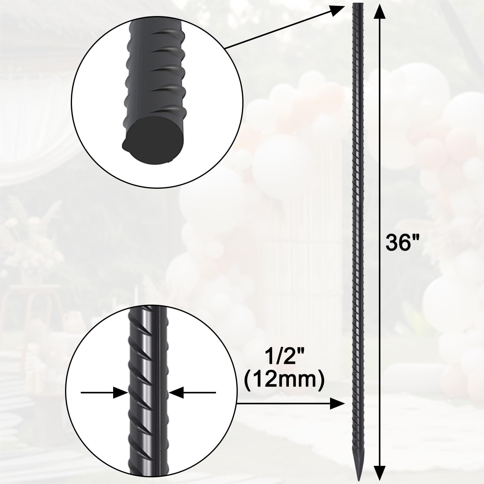 EUOKOK ground stake with chisel end for easy insertion and plant support.