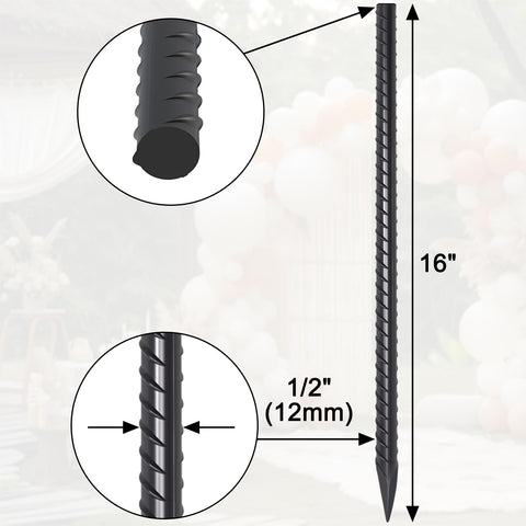 EUOKOK half-inch diameter steel stake with ribs improves grip during installation.