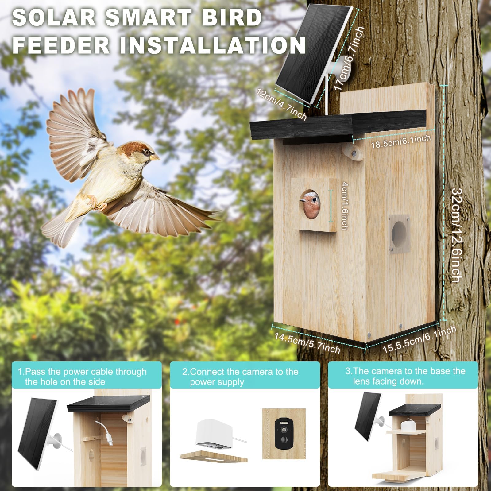 Euphoricca solar smart bird house camera night vision captures dusk activity
