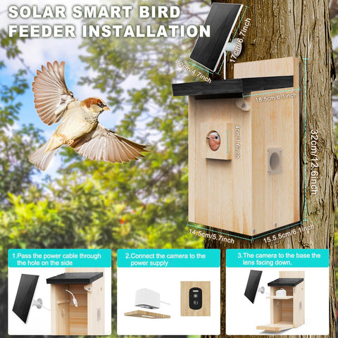 Euphoricca solar smart bird house camera night vision captures dusk activity