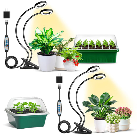 Eurbolan halo grow light clip-on delivers focused illumination for seedling growth.