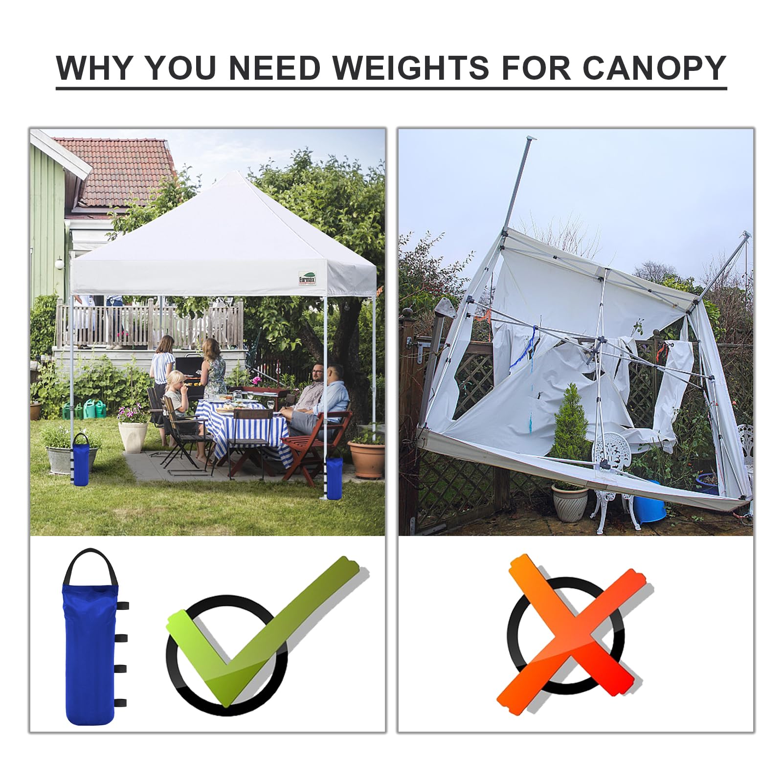 Eurmax four-pack blue canopy weights ready for outdoor events.