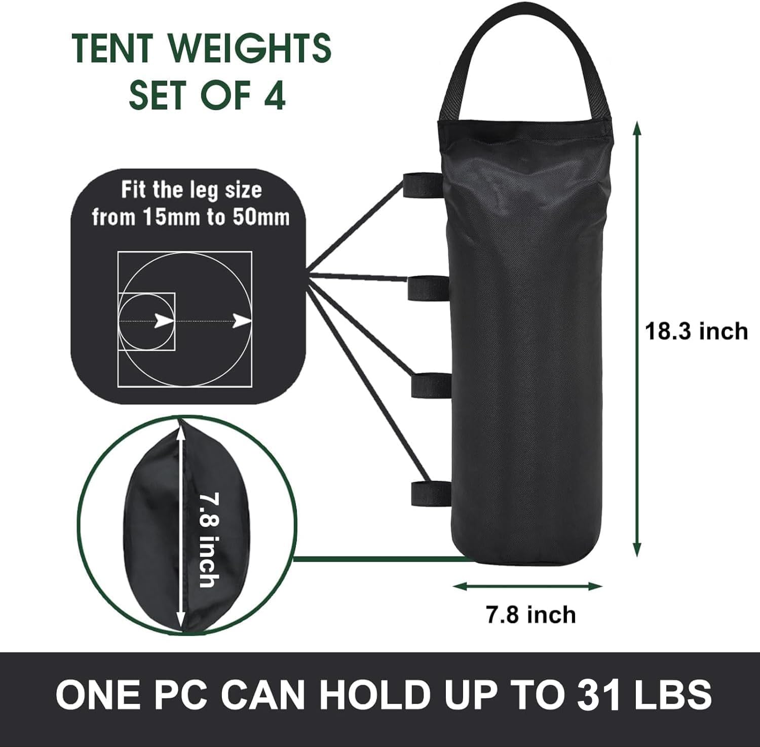 Eurmax four-pack weight bags shown in compact, carry-ready setup.