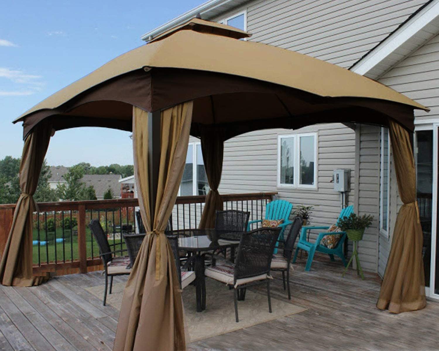 Khaki fabric close-up on Eurmax canopy showing quality and texture.