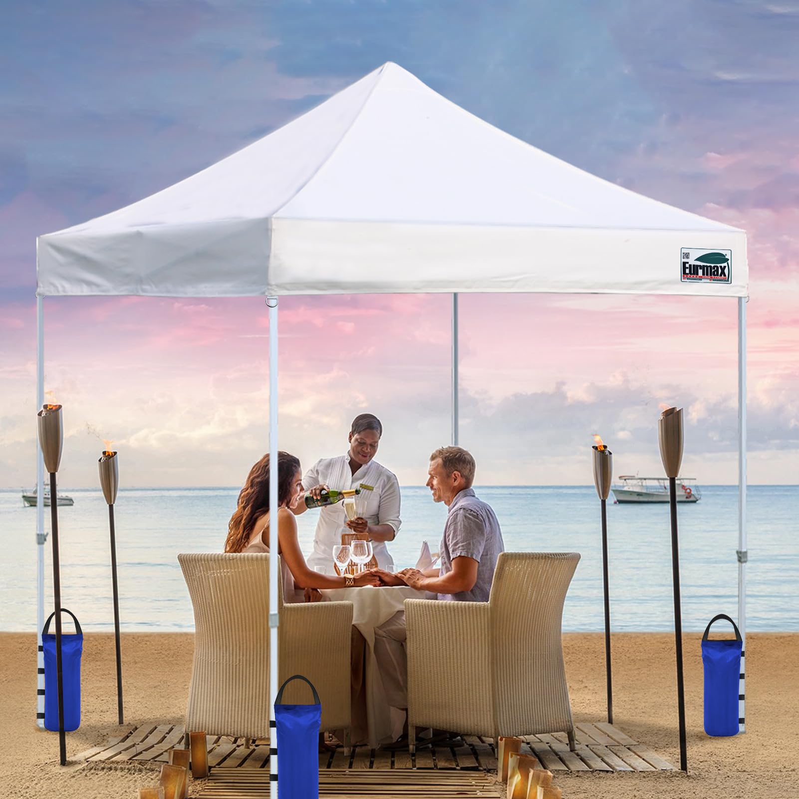 Eurmax outdoor canopy stability demonstrated during windy conditions.