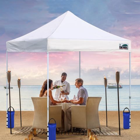Eurmax outdoor canopy stability demonstrated during windy conditions.