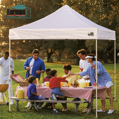 Eurmax top cover is water-resistant and fire-certified for outdoor use.