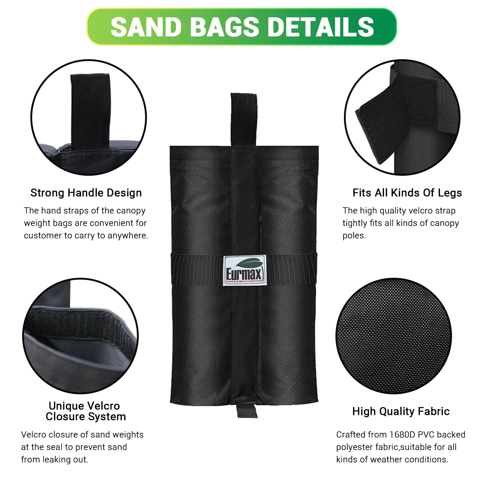 Eurmax 4-pack weight bags are compact and portable for travel.