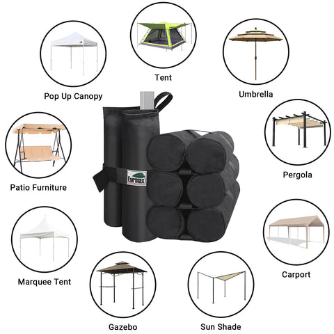 Eurmax weight bags fit various canopies and tents for versatile use.