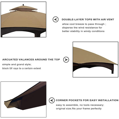 Water-repellent polyester fabric in Eurmax canopy enhances outdoor shade.