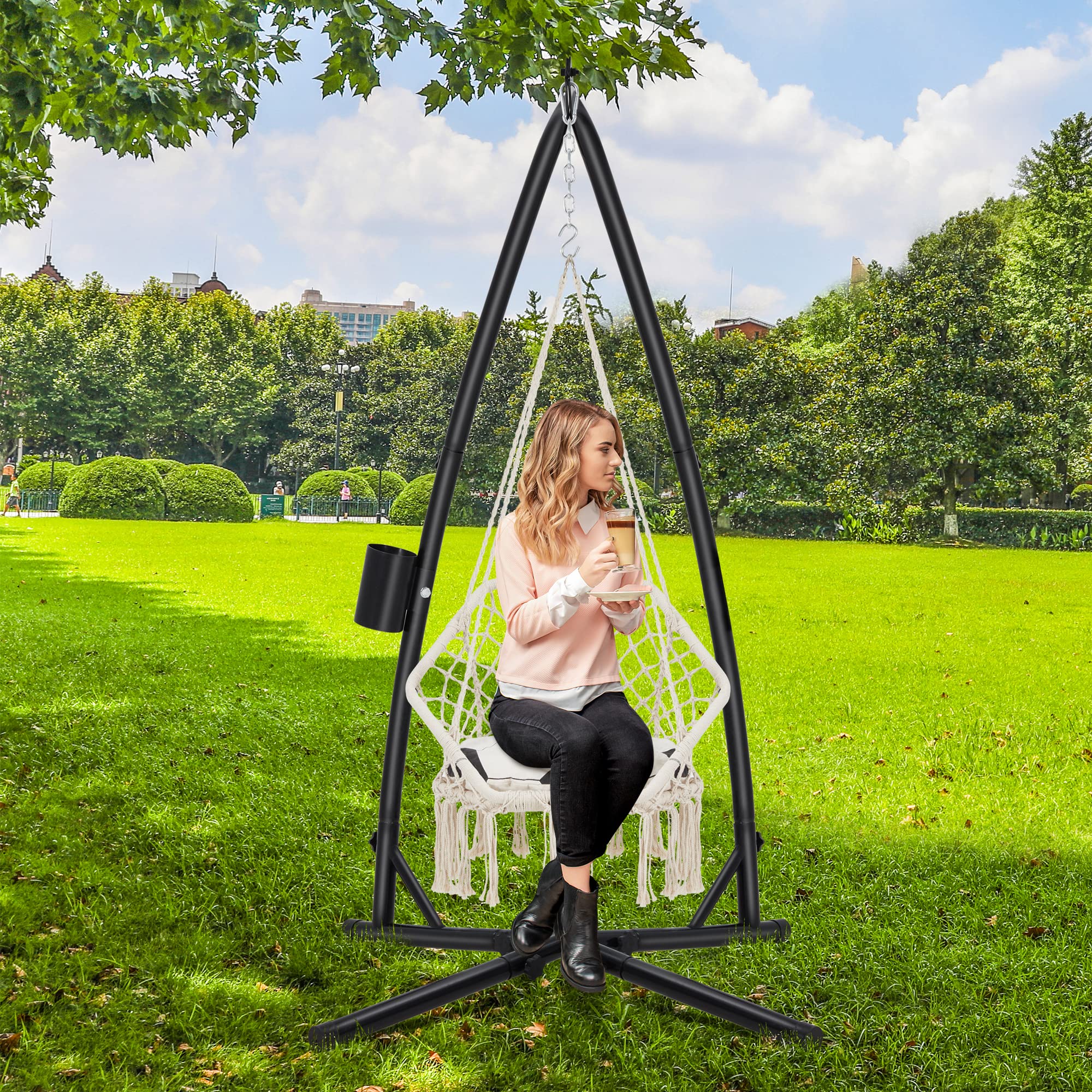 Supports up to 380 pounds for most hammocks and setups.