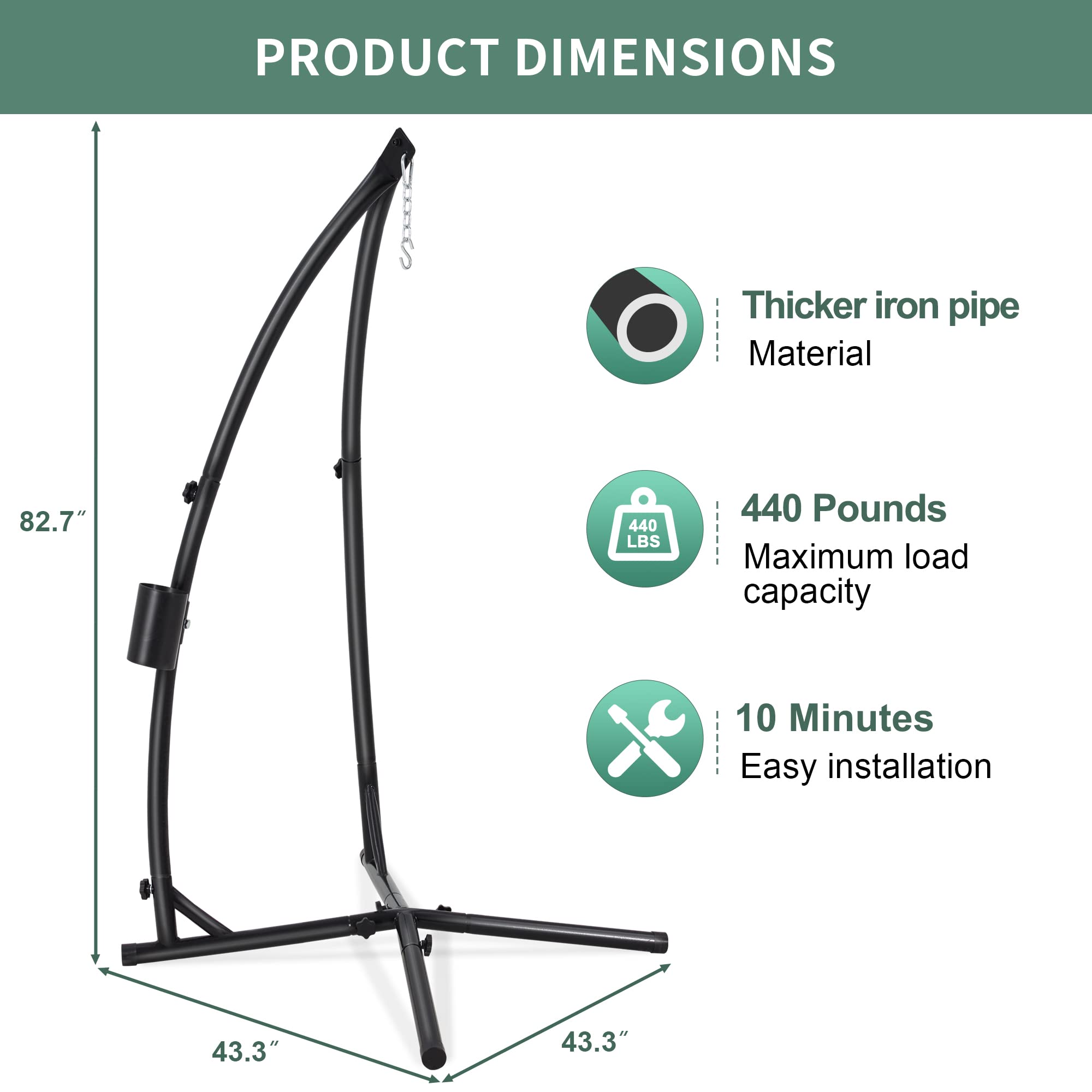Thick steel tubes ensure safe, durable performance in all seasons.