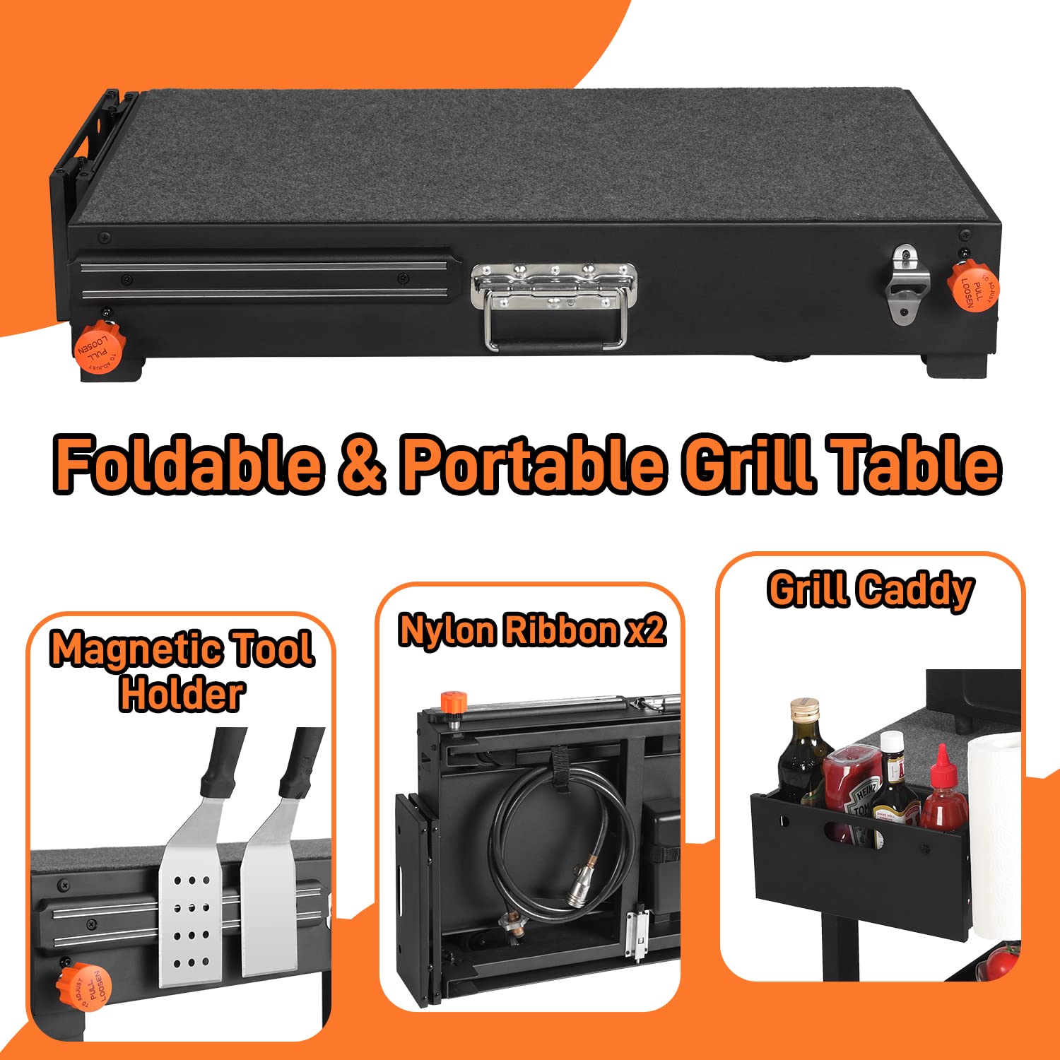 EUTRKei grill table folded legs portable setup for easy transport.