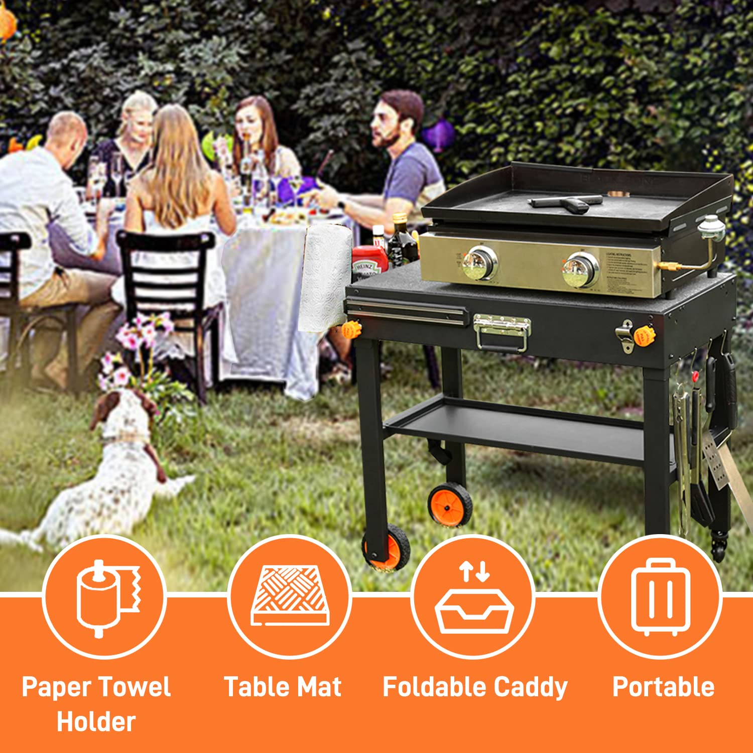 EUTRKei grill table side condiment caddy for organized sauces and spices.