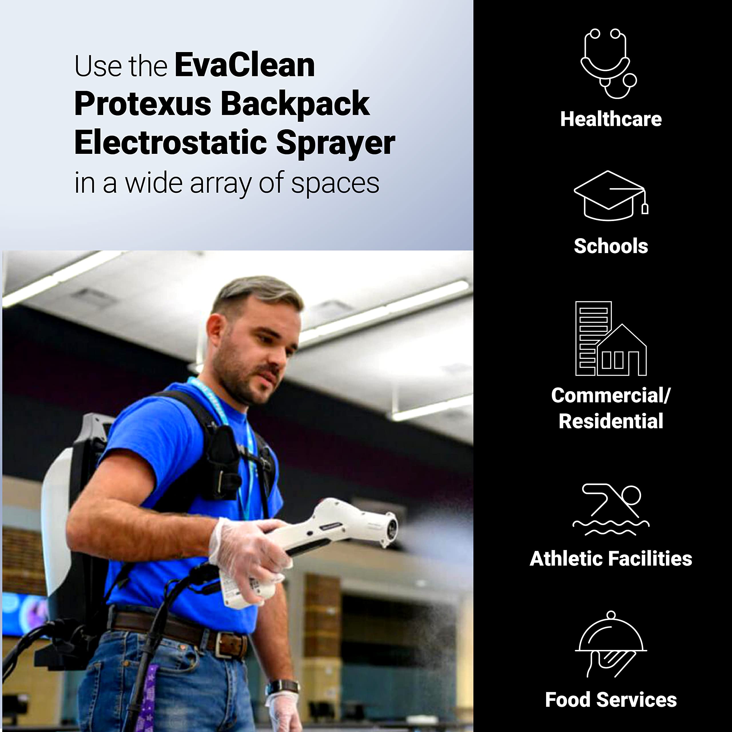 EvaClean Protexus PX300 2.25 gallon tank supports extended spraying sessions.