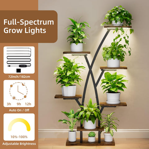 EVAWOO 42-inch seven-tier shelf optimizes corner space for greenery.