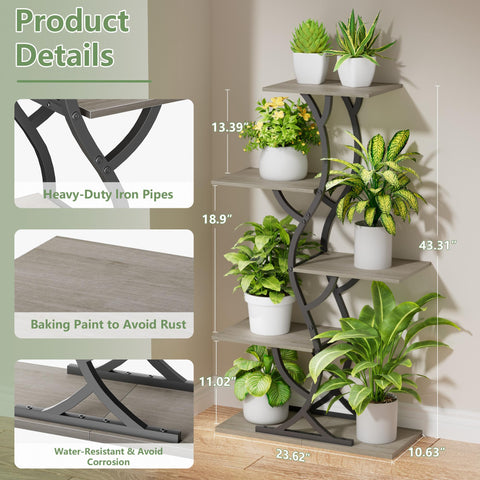 EVAWOO 5-tier corner plant shelf maximizing space for multiple pots