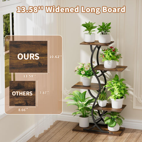 EVAWOO 5-tier corner shelf organizes multiple plants neatly