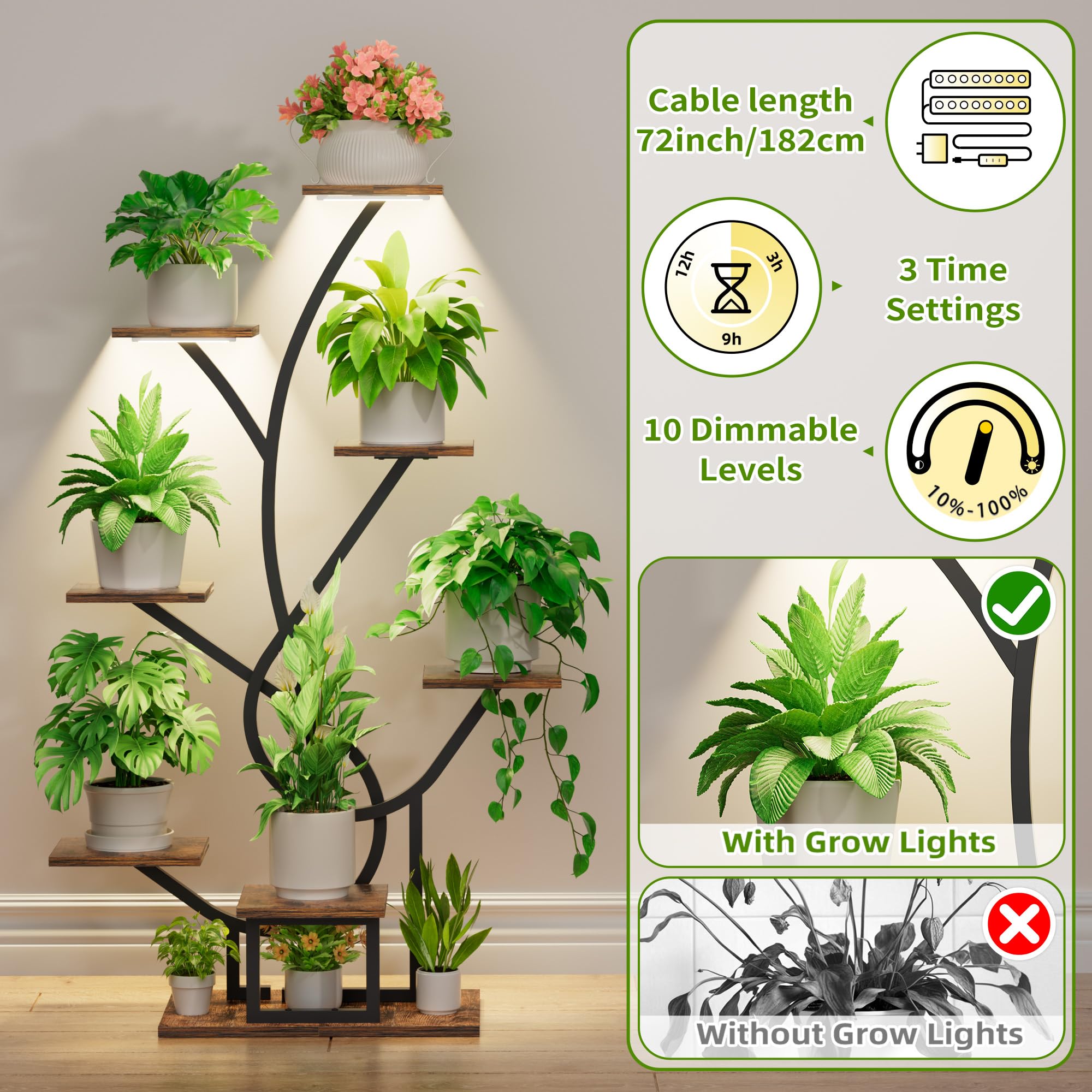 EVAWOO 50-inch tall indoor shelf brings greenery to a living area