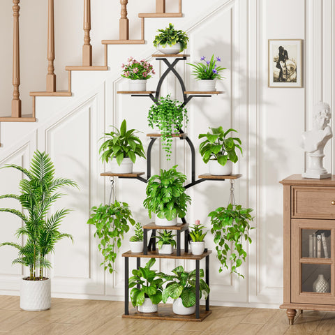 EVAWOO 64-inch height corner shelf fits narrow living rooms and porches.