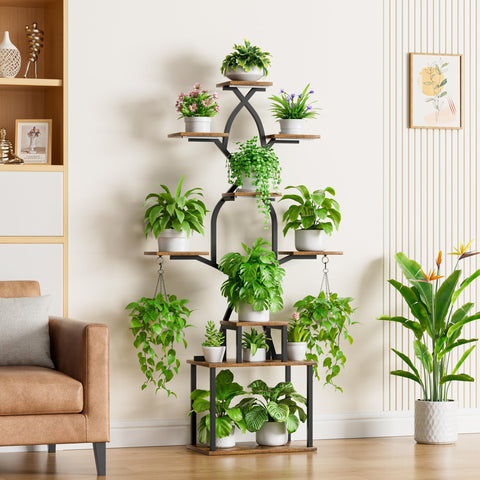 EVAWOO black finish plant stand enhances modern indoor spaces.