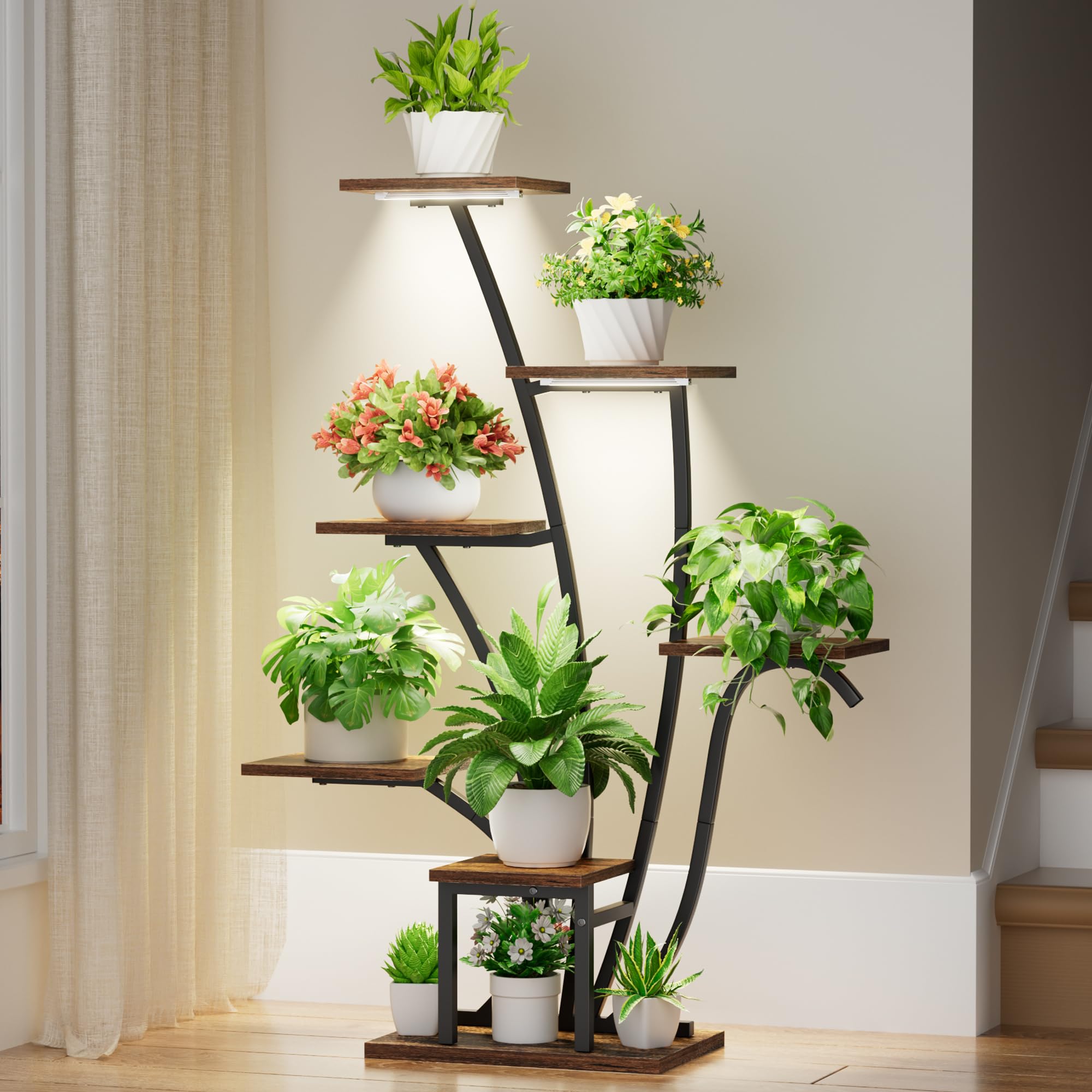 EVAWOO black indoor plant stand blends with modern interiors