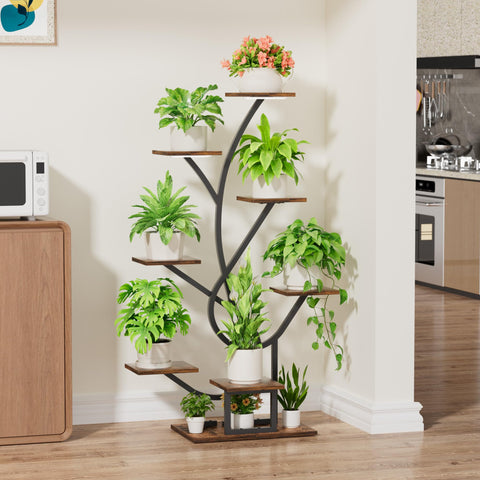 EVAWOO elegant black finish complements home decor while displaying plants