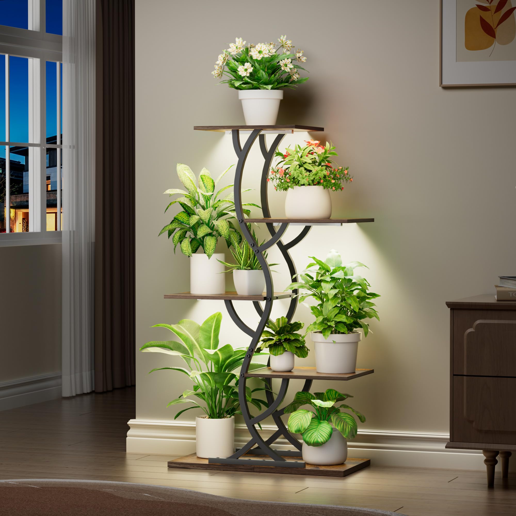 EVAWOO curved design plant rack adds modern charm to any room