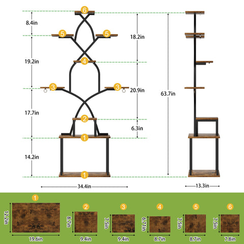 EVAWOO heavy-duty iron frame provides sturdy support for multiple pots.