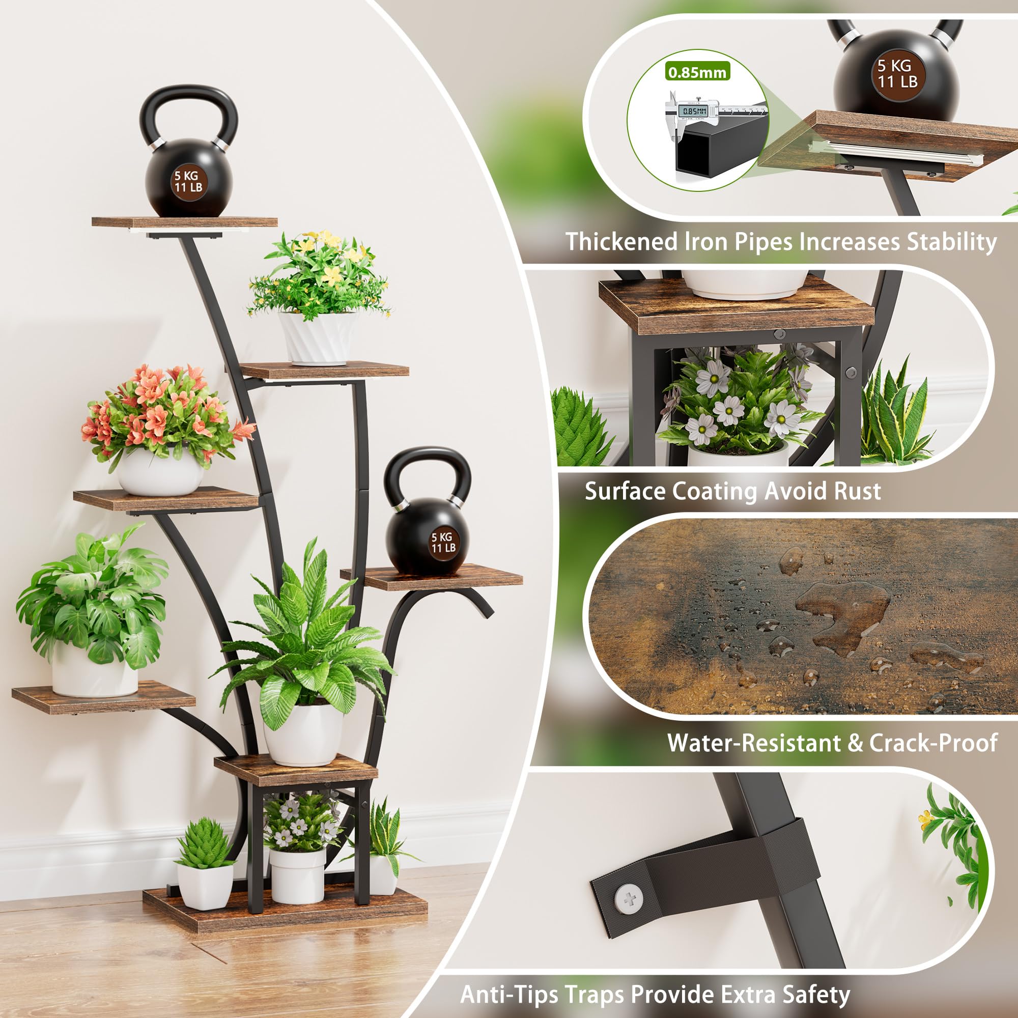 EVAWOO living room plant display enhances decor with greenery