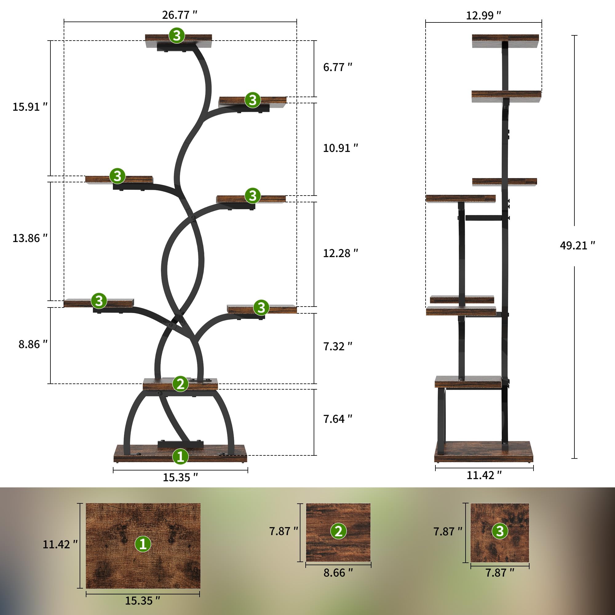EVAWOO 49-inch height supports multiple plant tiers in small spaces
