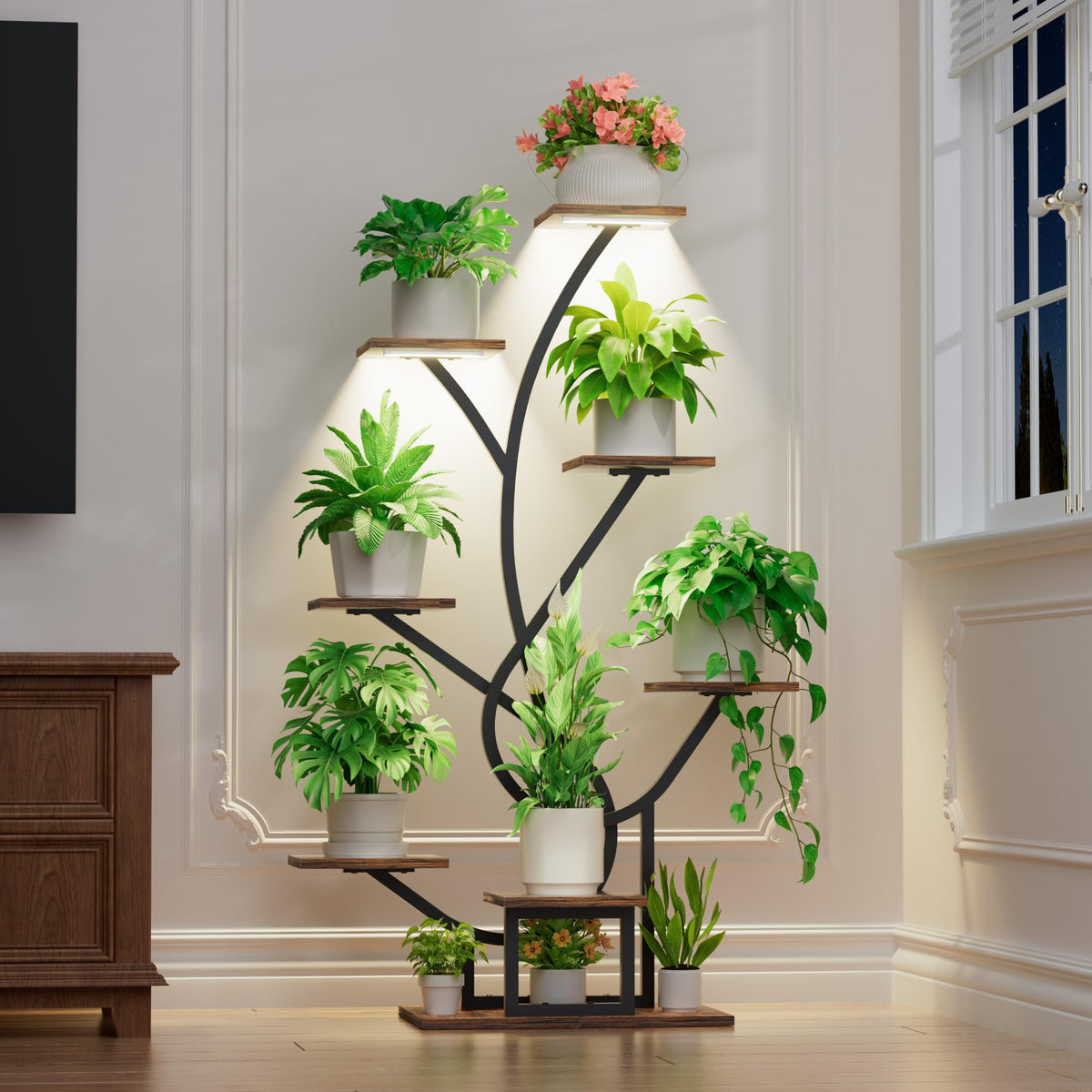 EVAWOO plant stand with grow lights shows quick assembly for your space