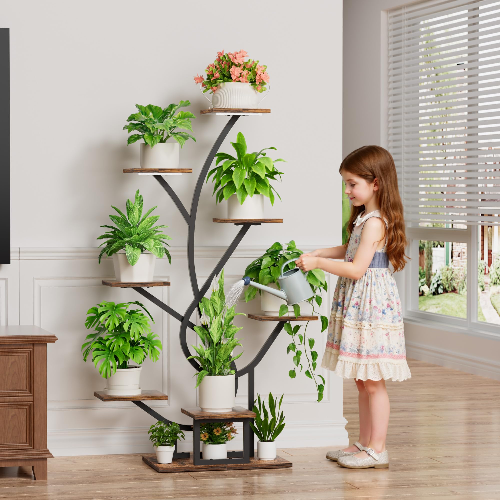EVAWOO sturdy iron frame provides strong support for heavy plants