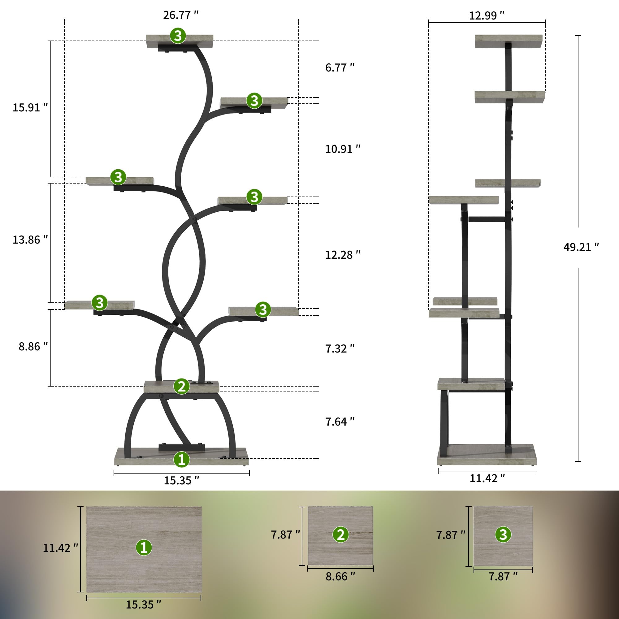 EVAWOO staggered design corner placement showcases plants efficiently