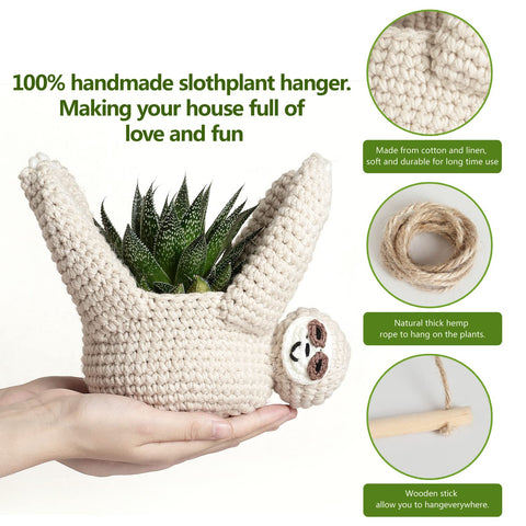 Evbopa handmade sloth gift adds charm to any plant display.