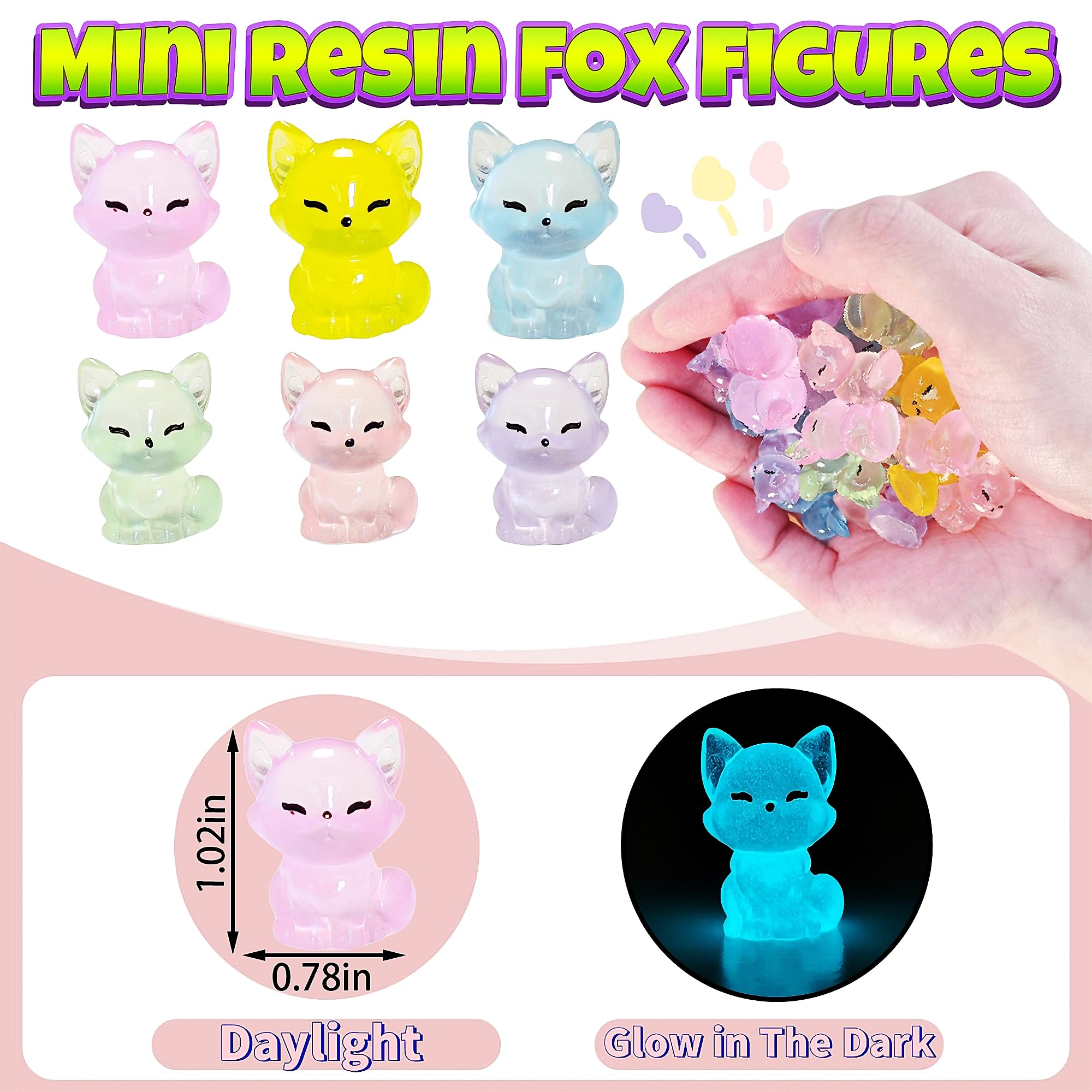 EVDERS red glow fox figurine glows at night for terrariums