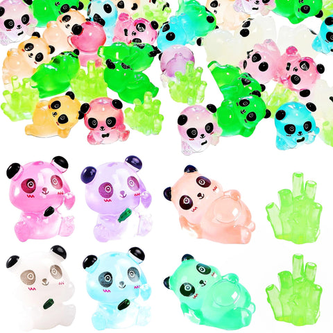 EVDERS luminous panda figurine color-set glows softly for fairy gardens or cake toppers.