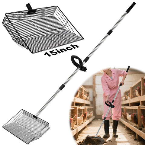EVDKC 15-inch coop scoop head lifting sand and manure efficiently.