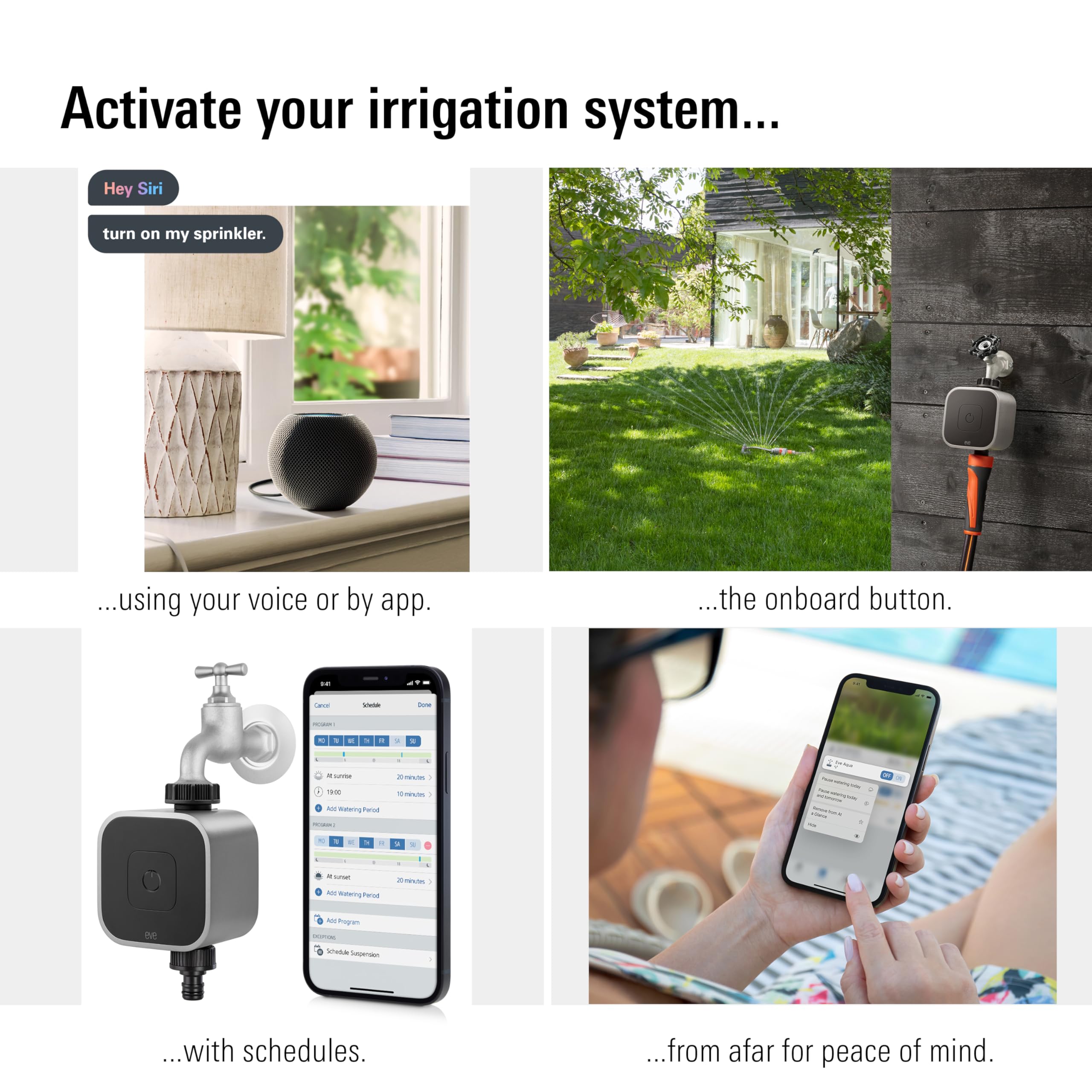 Eve Aqua outdoor installation highlighting weatherproof housing