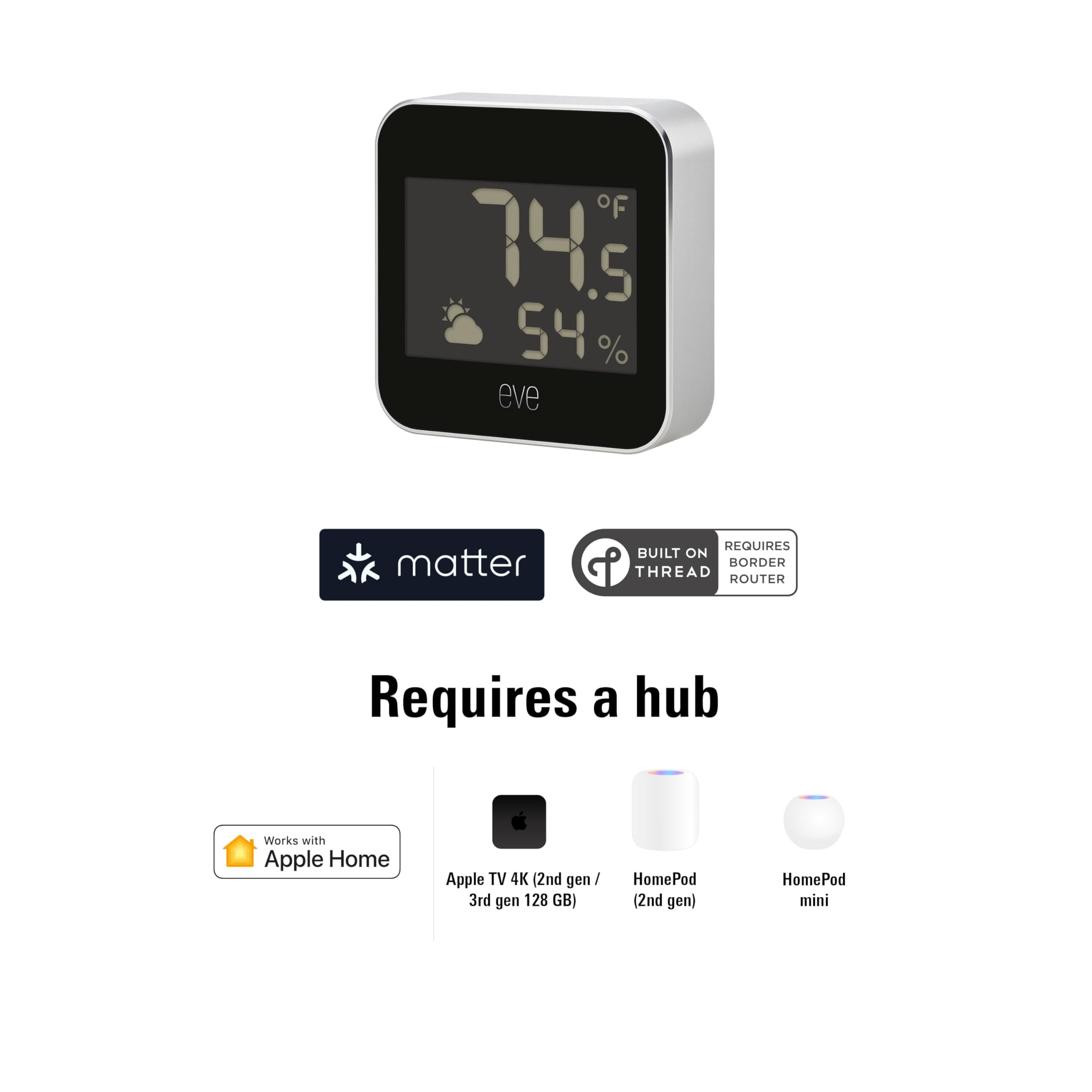 Eve Weather humidity readout helps you optimize indoor comfort.