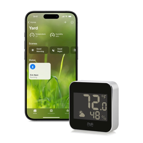 Eve Weather outdoor temperature display provides quick, at-a-glance planning.