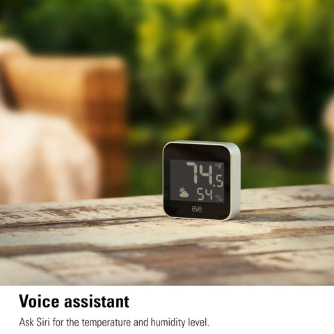 Eve Weather wireless, replaceable battery enables flexible placement.