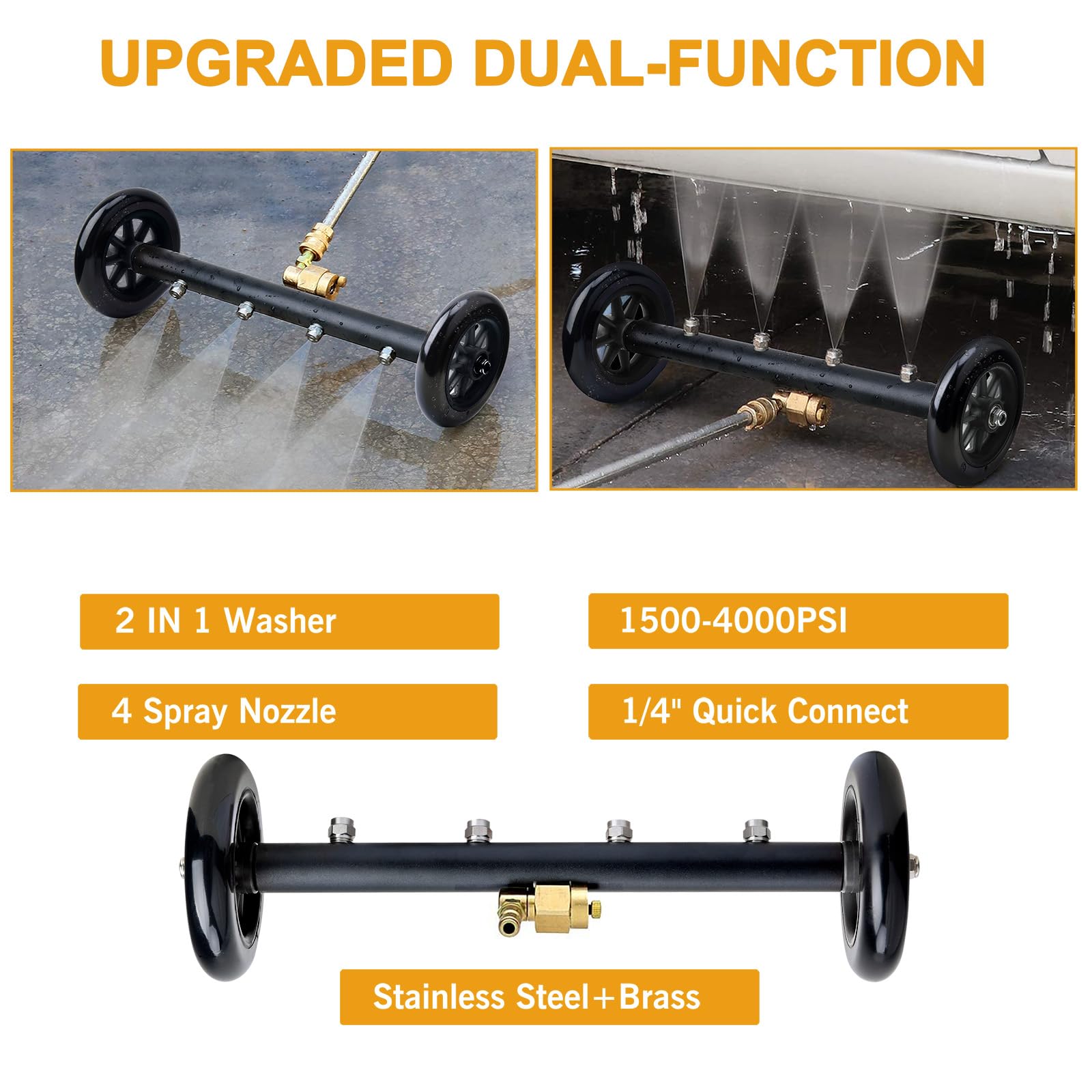 Eveage 16-inch cleaning path for wide-area underbody scrubbing