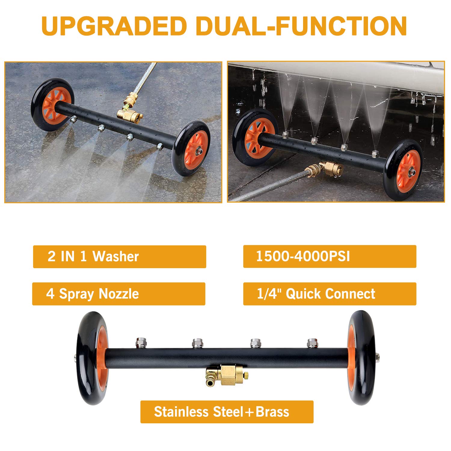 EVEAGE 45-degree curved wand reaches tight undercarriage spaces.