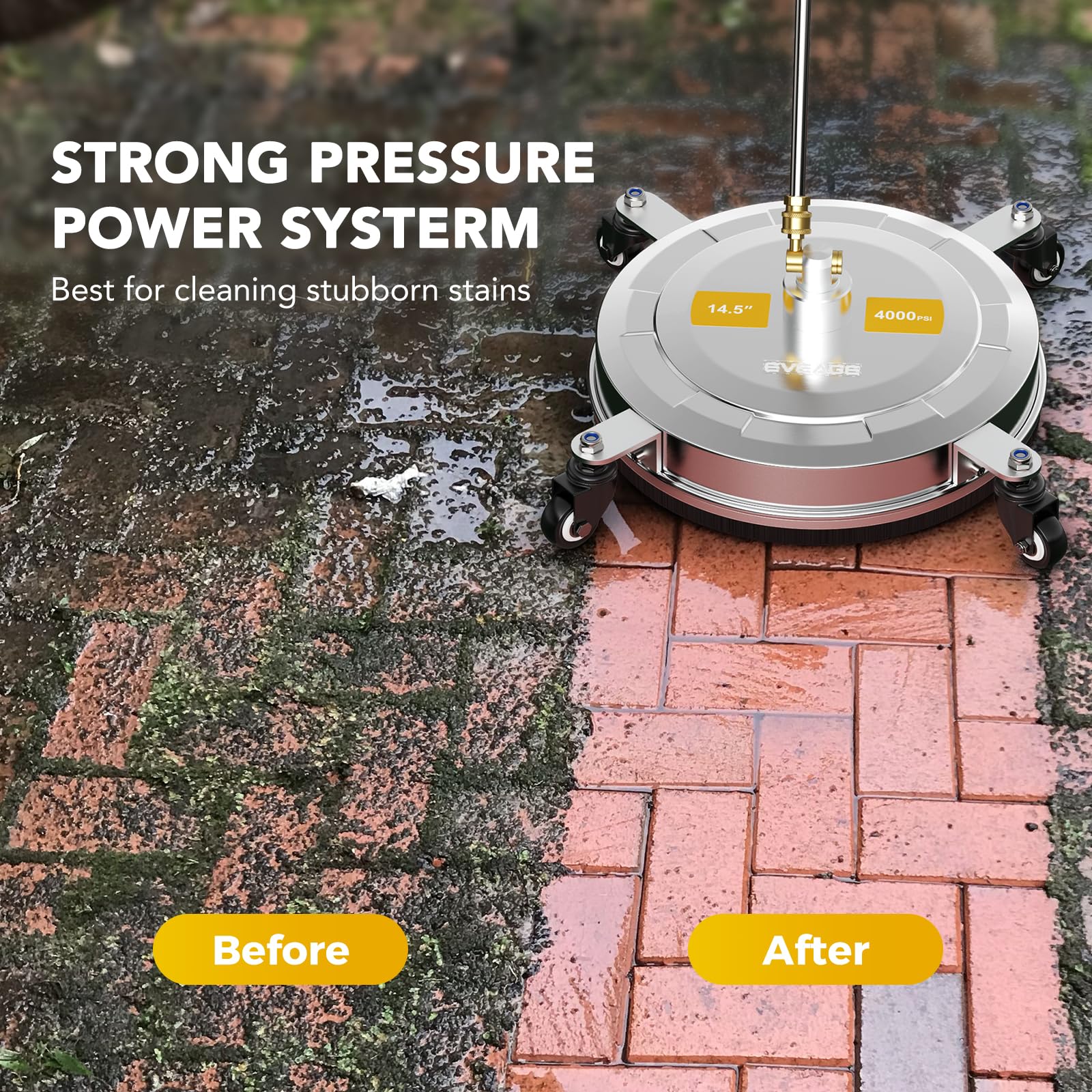 Four wheels provide stable, easy maneuverability across driveways and patios.